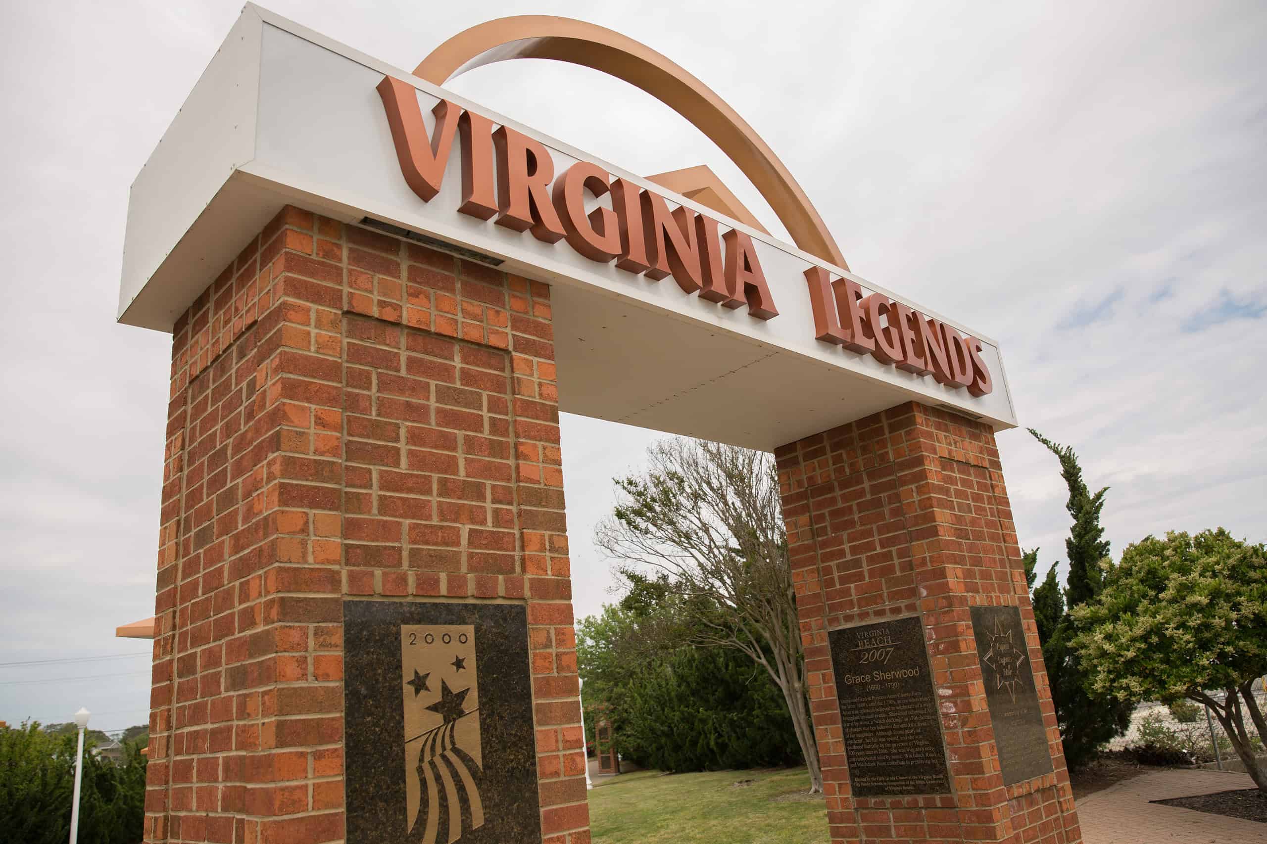 Signage of the Virginia Legends Walk at the Virginia Beach Oceanfront